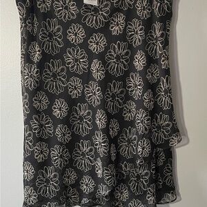 Floral Asymmetrical Skirt in Black and White